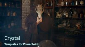  Presentation with skull - Amazing theme having male-exorcist-in-black-hood backdrop and a wine colored foreground