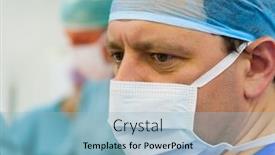  Presentation with operation room - PPT theme with male-experienced-surgeon-in-operation background and a light blue colored foreground