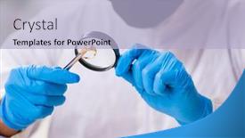  Presentation with lab - Colorful presentation theme enhanced with male-expert-criminologist-working backdrop and a light blue colored foreground