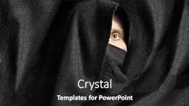  Presentation with fabric - Theme consisting of male eye looking from black fabric background and a black colored foreground