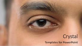 Presentation with vision - Cool new PPT theme with male eye with brown iris backdrop and a coral colored foreground
