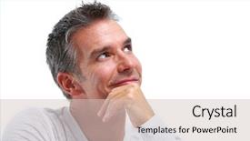  Presentation with ceative thinking - Presentation design with male face - thinking man portrait isolated background and a soft green colored foreground