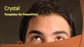  Presentation with blue eyes technology eye scan - Theme featuring male face with eyes lookin background and a wine colored foreground