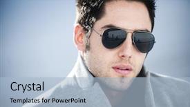  Presentation with urban - Theme consisting of male fashion - attractive young man in urban background and a  colored foreground