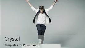  Presentation with steel industry man grinding - Amazing slide deck having male fashion - fashionable man posing backdrop and a  colored foreground