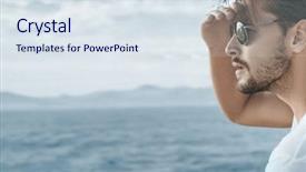  Presentation with food safety model - PPT theme featuring male fashion - young handsome model posing background and a sky blue colored foreground