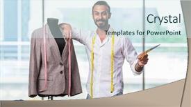  Presentation with young students working in groups - Theme featuring male fashion - young tailor working on new background and a sky blue colored foreground