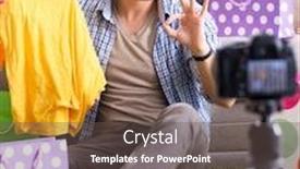  Presentation with blogger - Presentation enhanced with male-fashion-blogger-recording-video background and a tawny brown colored foreground