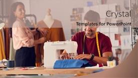  Presentation with sewing machine - Beautiful presentation theme featuring male-fashion-designer-working backdrop and a coral colored foreground