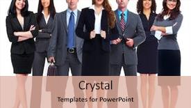  Presentation with team - PPT theme with male feam - business people team isolated background and a coral colored foreground