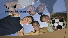  Presentation with soccer - Slide set consisting of male feam - recreational soccer team background and a ocean colored foreground