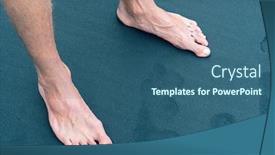  Presentation with footprints sand - Slides enhanced with male-feet-and-footprints background and a ocean colored foreground