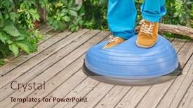  Presentation with feet - Slide set having male-feet-and-legs-balancing background and a  colored foreground