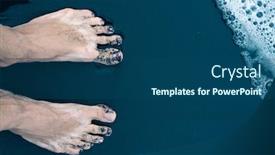  Presentation with feet - Theme with male-feet-on-black-sand background and a ocean colored foreground