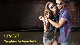  Presentation with brick wall - Beautiful PPT layouts featuring male female - couple of young people backdrop and a tawny brown colored foreground