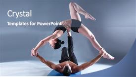  Presentation with yoga - Beautiful presentation design featuring male female - young couple practicing acro yoga backdrop and a seafoam green colored foreground