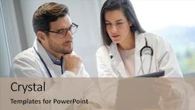  Presentation with female - Cool new presentation theme with going through patient's results backdrop and a coral colored foreground