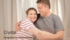  Presentation with broken home upset couple - Cool new presentation with male female figure - overweight couple at home backdrop and a coral colored foreground