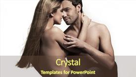  Presentation with jeans - Presentation theme featuring male female figure - young couple in blue jeans background and a tawny brown colored foreground