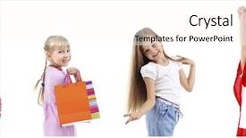 Presentation with white parents and black children - Amazing PPT theme having male female kids - adorable children isolated on white backdrop and a  colored foreground