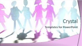  Presentation with holding people in hands - Slide set with male female kids - group of people holding hands background and a cool aqua colored foreground