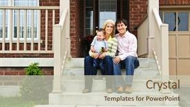  Presentation with steps - Theme with male female kids - young family sitting on front background and a soft green colored foreground
