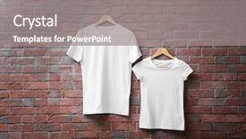  Presentation with white brick wall - Amazing presentation having male female logo - white t-shirts on brick wall backdrop and a gray colored foreground