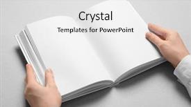  Presentation with light book - Slides having male female logo - woman holding book with blank background and a white colored foreground