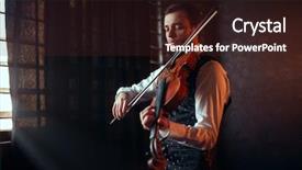 Presentation with classical music - Amazing presentation theme having violinist - male fiddler playing classical music backdrop and a wine colored foreground