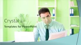  Presentation with financial - Cool new theme with male-financial-manager-working backdrop and a soft green colored foreground