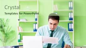  Presentation with financial - Theme with male-financial-manager-working background and a soft green colored foreground