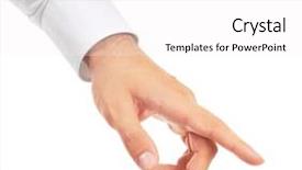  Presentation with hand touching finger digital - Cool new slides with male finger touching imaginary screen backdrop and a white colored foreground