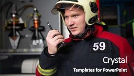  Presentation with firefight - Colorful PPT layouts enhanced with male firefighter in helmet backdrop and a wine colored foreground
