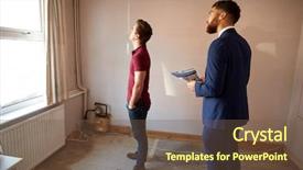  Presentation with first - Beautiful slides featuring male first time buyer looking backdrop and a tawny brown colored foreground