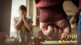  Presentation with domestic abuse - Slide set with male-fist-close-up background and a tawny brown colored foreground