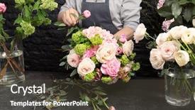  Presentation with beautiful floral border flower design - Amazing presentation design having male florist creating beautiful bouquet backdrop and a tawny brown colored foreground