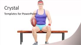  Presentation with football - PPT layouts featuring male football player sitting on a bench isolated on white background background and a pink colored foreground