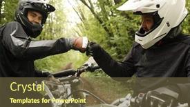  Presentation with supporting - Beautiful PPT theme featuring male-friends-in-helmets-making backdrop and a tawny brown colored foreground