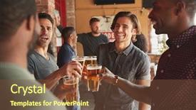  Presentation with multi sports - Slides featuring male friends meeting in sports background and a tawny brown colored foreground