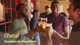  Presentation with sports bar sports bar - Presentation theme enhanced with male friends meeting in sports background and a tawny brown colored foreground