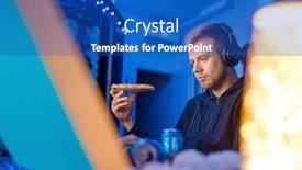  Presentation with tournament - Presentation with male gamer eating pizza night tournament background and a teal colored foreground