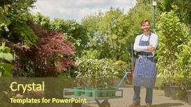  Presentation with horizontal and vertical growth - Slide set featuring male gardener standing with wagon background and a tawny brown colored foreground
