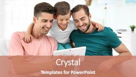  Presentation with adoption - Colorful PPT layouts enhanced with male gay couple foster son backdrop and a coral colored foreground