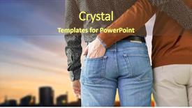  Presentation with lgbt - Slides enhanced with male gay couple over city background and a tawny brown colored foreground