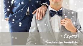  Presentation with wedding rings - PPT layouts with male gay couple with wedding background and a gray colored foreground