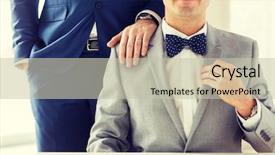  Presentation with wedding rings - Presentation design consisting of male gay couple with wedding background and a soft green colored foreground
