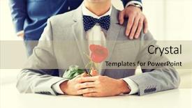  Presentation with wedding rings - Slide set with male gay couple with wedding background and a mint green colored foreground