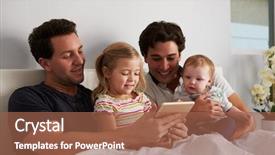  Presentation with older parents computer - Slides featuring male gay parents using tablet background and a tawny brown colored foreground