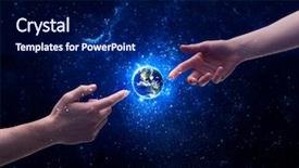  Presentation with shining stars - PPT layouts with male god hands background and a navy blue colored foreground