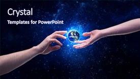  Presentation with shining stars - Cool new slides with male god hands backdrop and a navy blue colored foreground